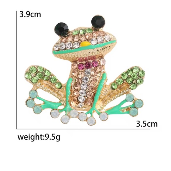 Sparkling Frog Brooch with Rhinestones New - Picture 2 of 9
